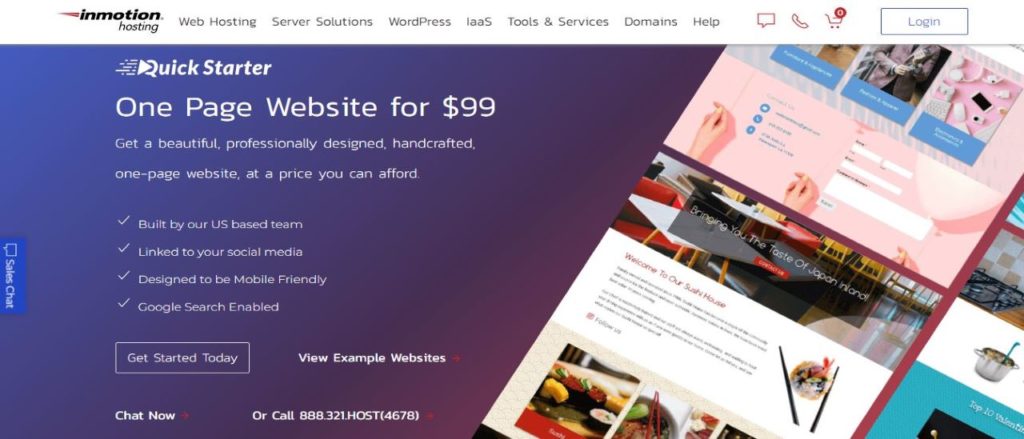 Inmotion QuickStarter website builder