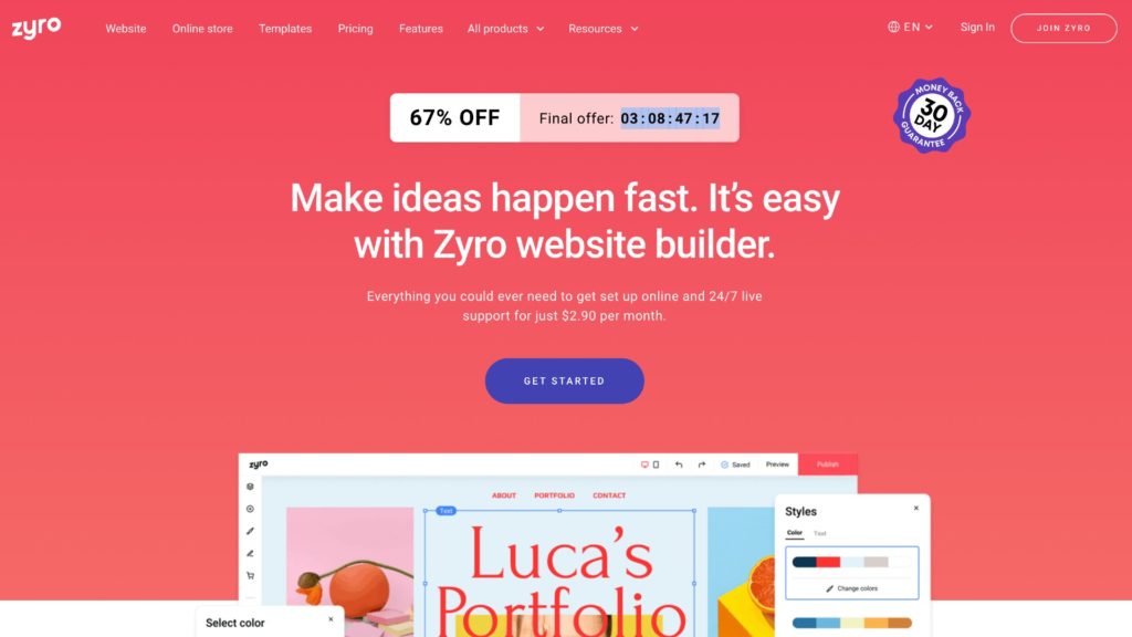 Bring your website ideas to life with Zyro, and get it with a massive discount