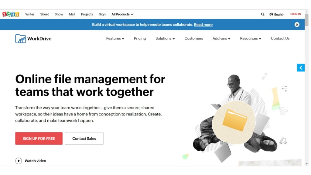 Zoho WorkDrive cloud storage