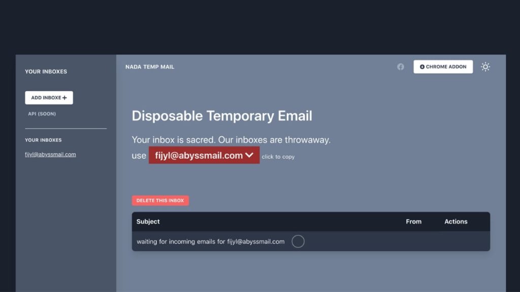 Nada temporary email