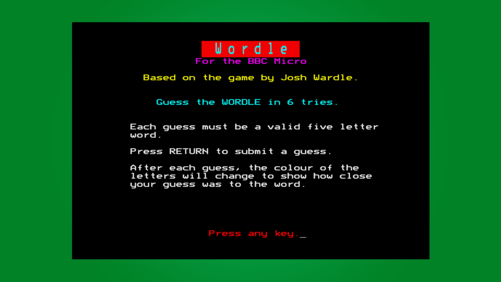 Yes, you can finally play Wordle on your BBC Micro like it's 1985