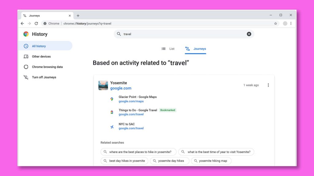 Google Chrome's new Journeys feature helps you find that tab you just lost