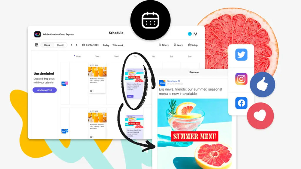 Adobe updates Creative Cloud Express with a new content scheduler