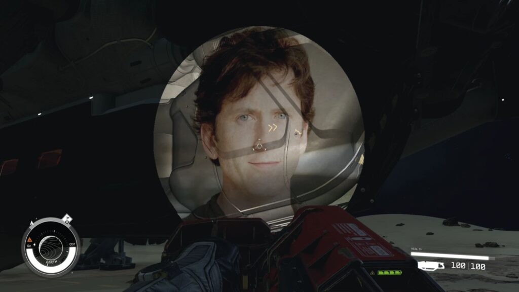 Starfield flashlight mod projects Todd Howard's face so you're never alone in space