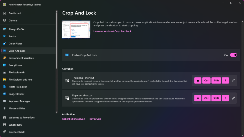 How to crop an application window
