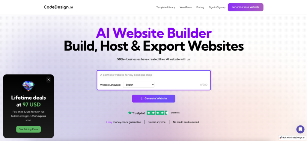 CodeDesign AI website builder review 2024