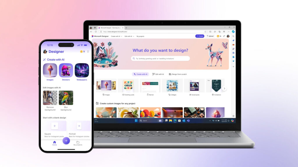 Microsoft Designer launches new phone app for editing content with AI wherever you go