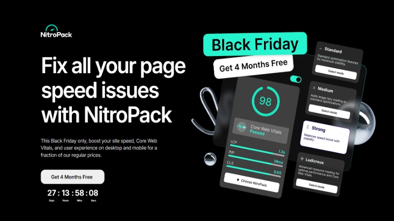 Boost your site speed with up to 35% off NitroPack limited Black Friday deal